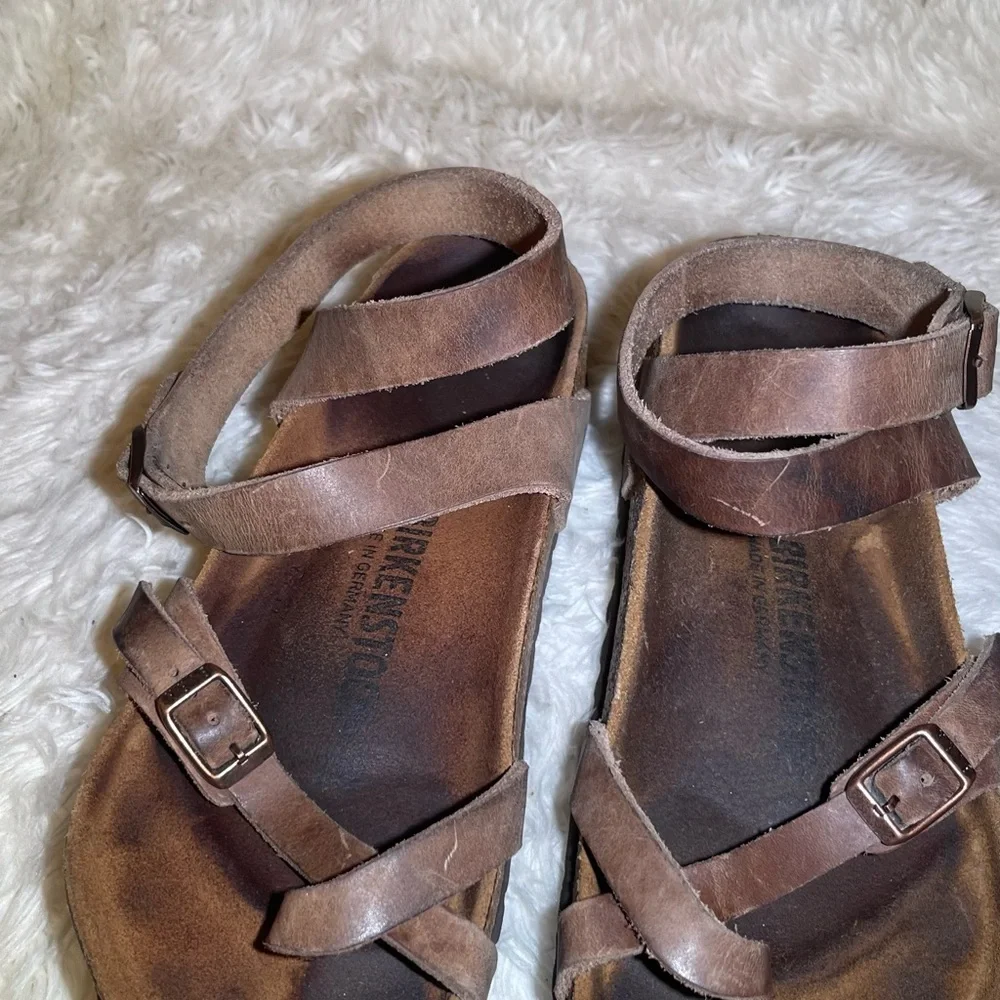 Birkenstock Tara Habana women’s brown Leather Strappy Sandals size 6 - Picture 4 of 7